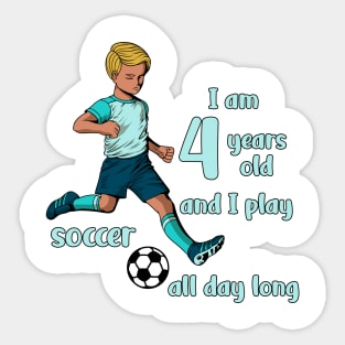 Boy kicks the ball - I am 4 years old Sticker